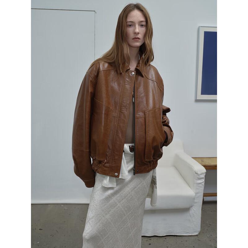 Women's Retro Waxed Leather Workwear Jacket