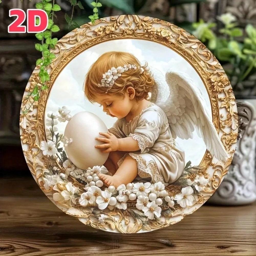 Gold Frame Floral Angel Metal Sign Home Decor Gift