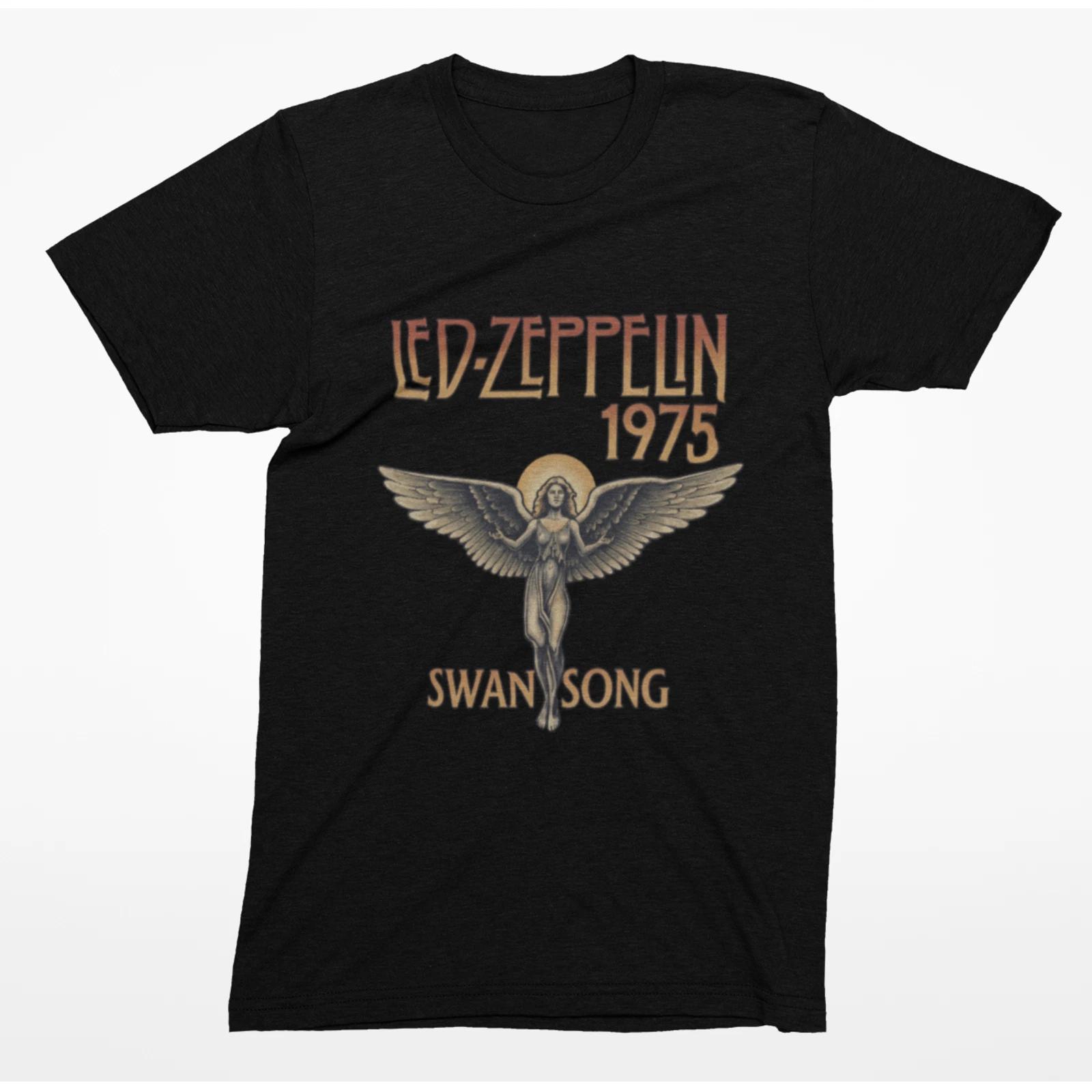 Led Zeppelin 1975 Swan Song Ангел Футболка Черная Винтажная Футболка Рок-Группы 3XL
