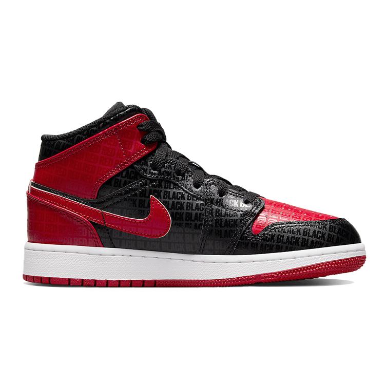 New Jordan 1 Mid Bred Text GS DM9650-001