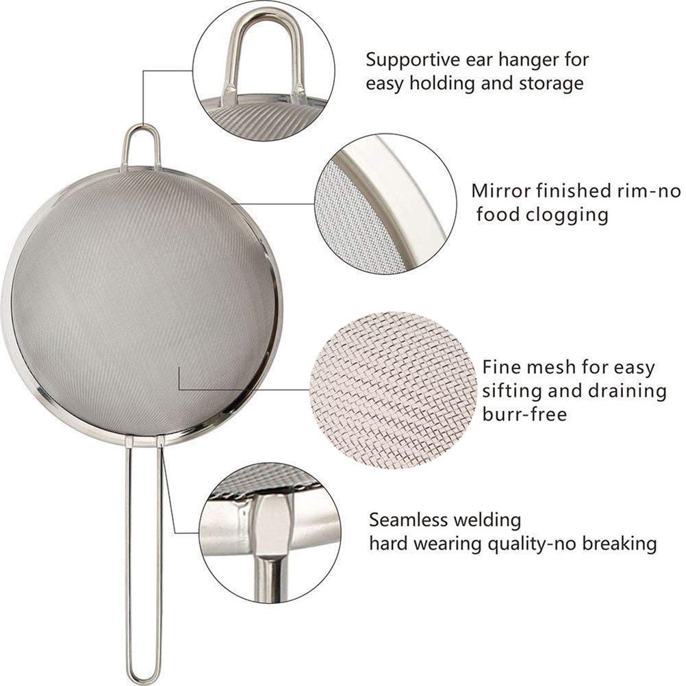 3 STÜCK Feinmaschige Siebe Edelstahl Küchenfilter Lebensmittelsiebe