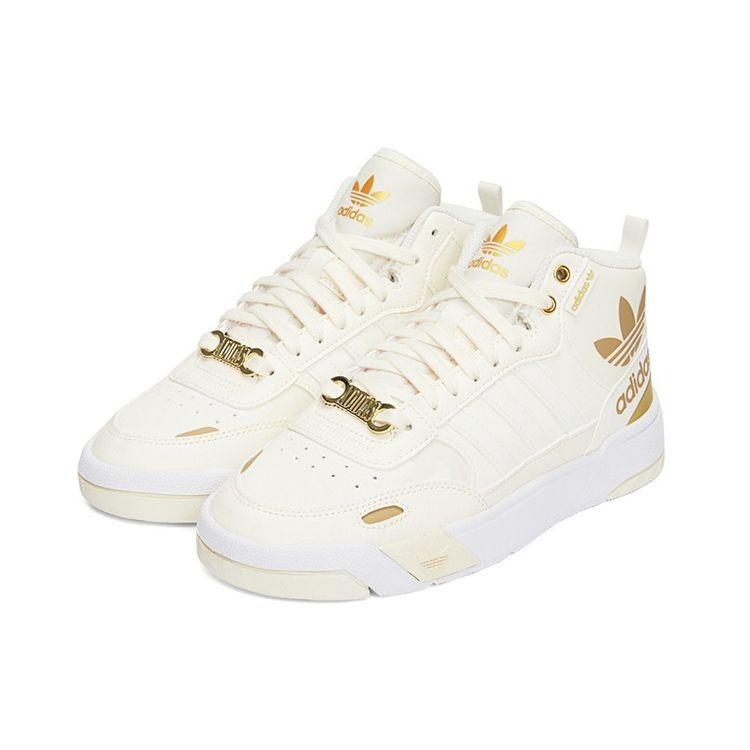 Adidas Originals Post Up Non-Slip Shock Absorption Mid-Top Skate Shoes Women Skate Shoes White Platinum H00218