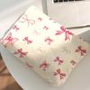 1pc Large Capacity Corduroy Cosmetic Bag Women Toiletries Organizer Bow Printed Zipper Makeup Bag Clutch Travel Cosmetic Storage