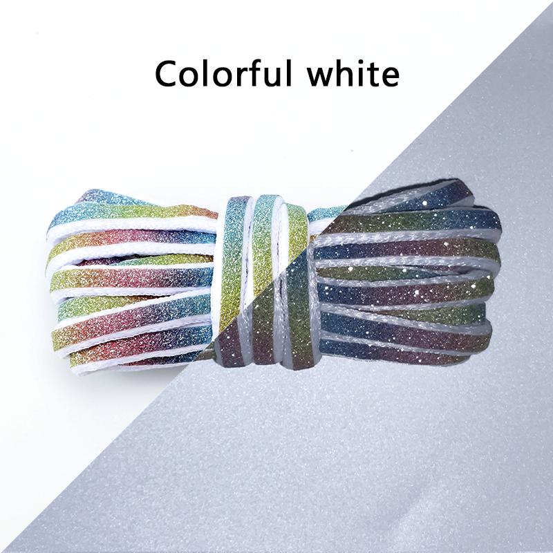 1 пара Светоотражающие Высокояркие Светящиеся Шнурки Голографические Светящиеся Флуоресцентные Звездные Шнурки Плоские Кроссовки Шнурки Двусторонние 100cm