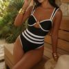 Gestreifter Sexy Damen Einteiler Badeanzug Bademode Weiblicher Tanga Biquini Monokini Badeanzug Badeanzug Strandmode