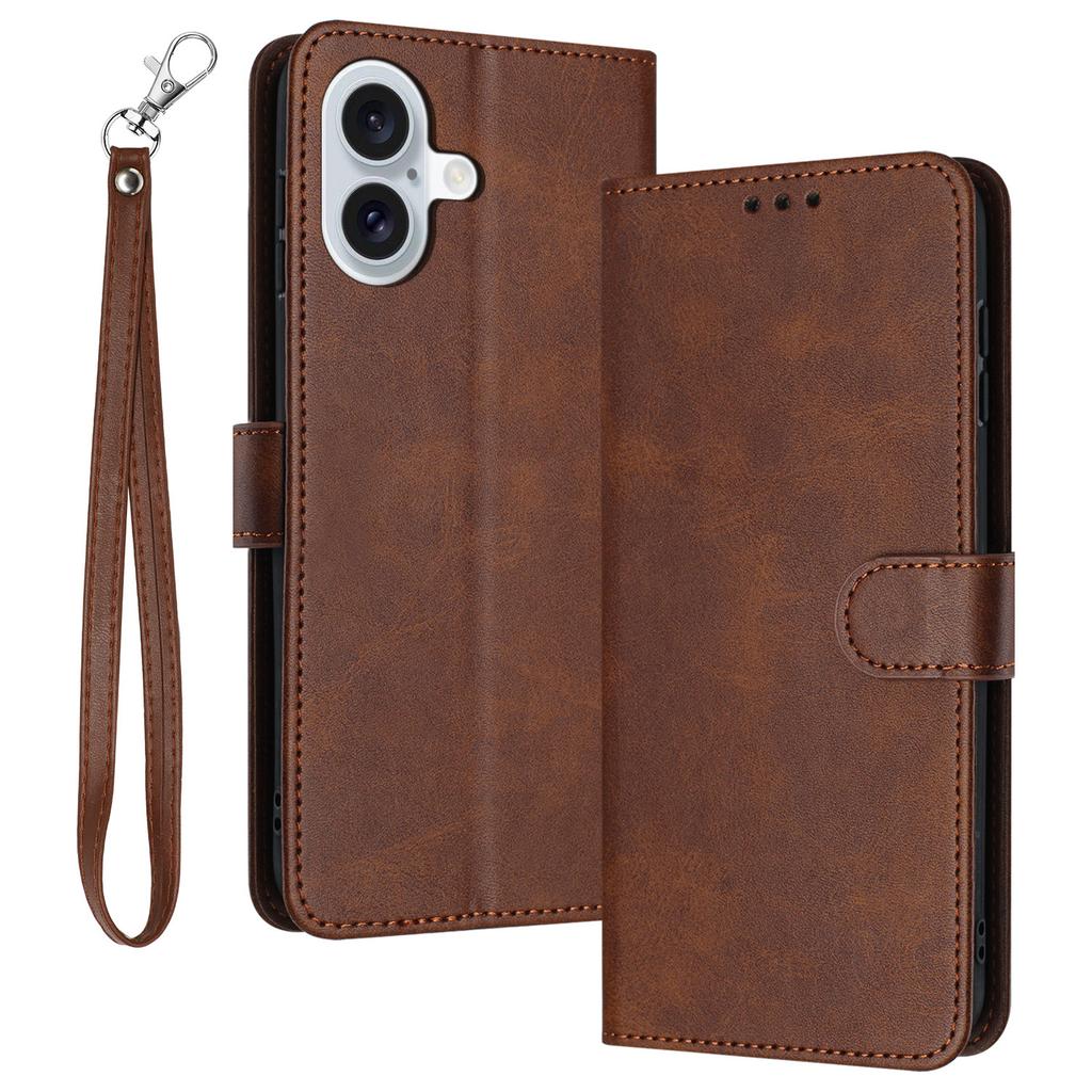 For iPhone 16 Plus Case PU Leather Flip Phone Cover Calf Texture Handbag