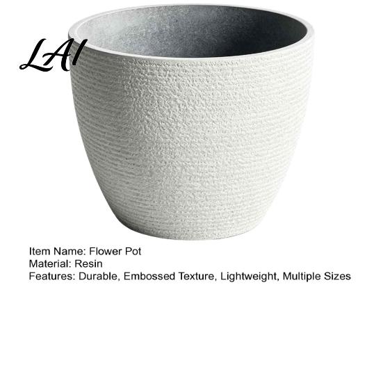 Sturdy Thickened Flower Container Large Tall Resin Planter Faux Stone Plant Pot with Embossed Modern Entryway Texture Decorative for Indoor