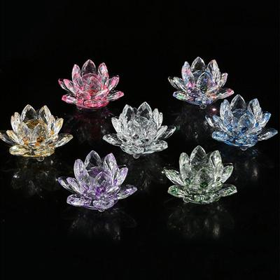 Crystal Lotus Flower Bicolor - Hue Reflection Glass Lotus Flower Feng Shui Home Decor Lucky Charm Crystal Figurine