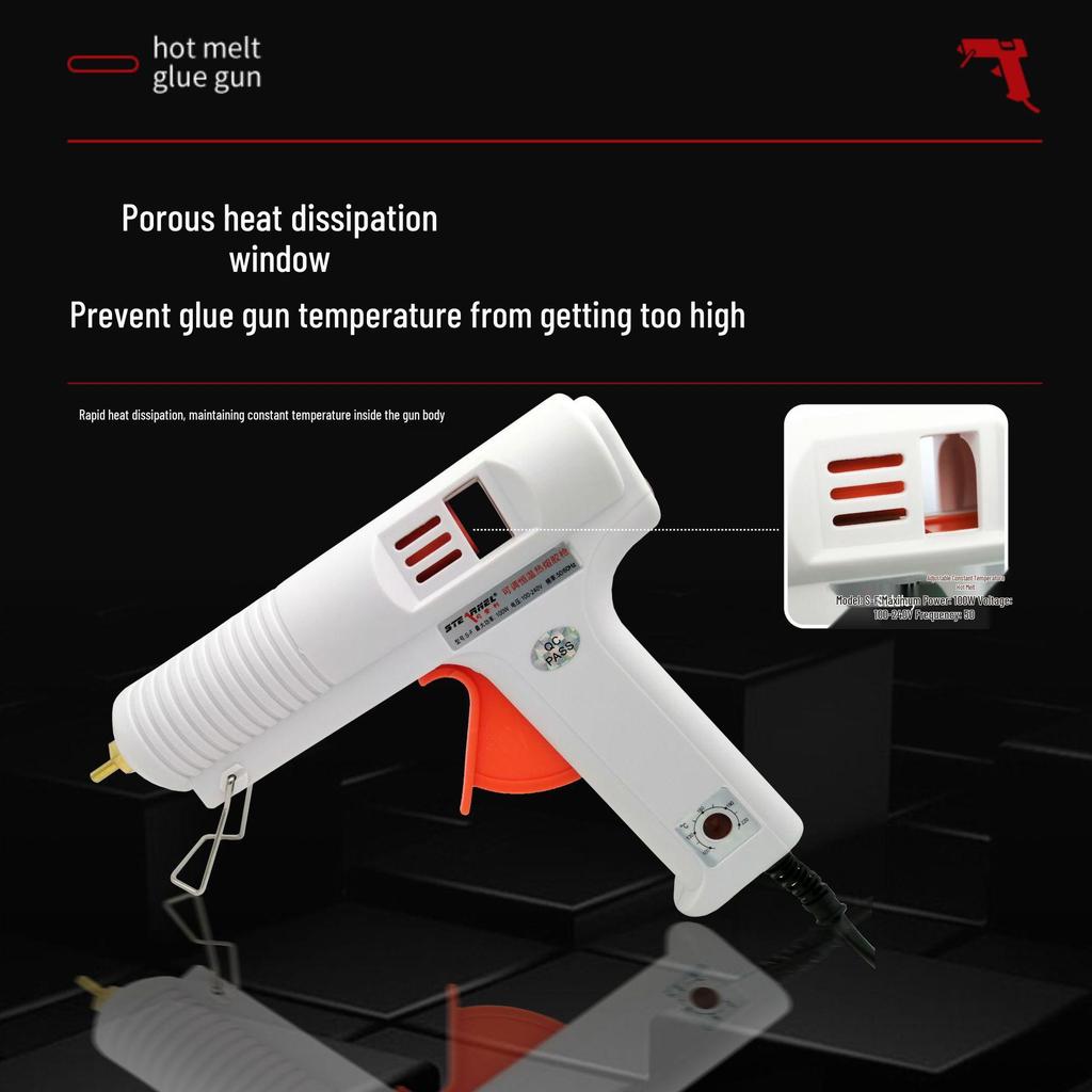 100W Adjustable Temperature Hot Melt Glue Gun for Wood and Craft Projects