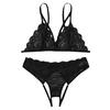 New Women Plus Size Lace Lingerie Bra+Thong Underwear Set Black Sleepwear