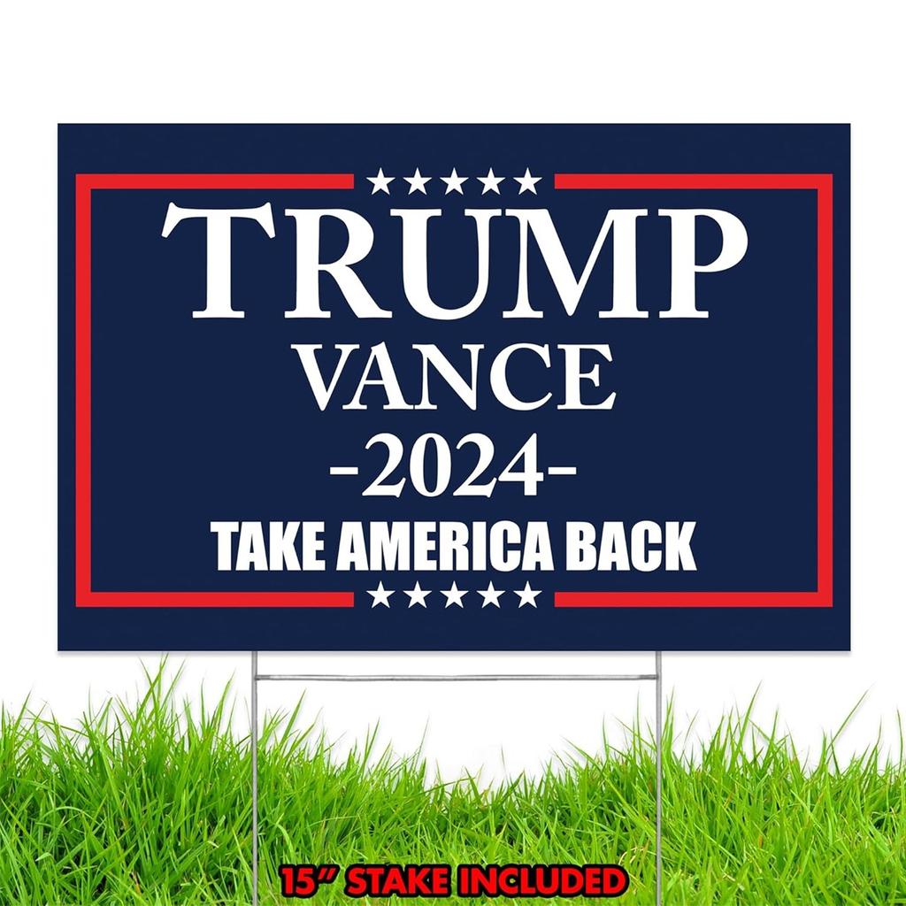 2024 Yard Sign With H-Stakes - Double Sided 18x12 Inch , Placard Voted For Signs Triggering Signs Decoration Outdoor Yard