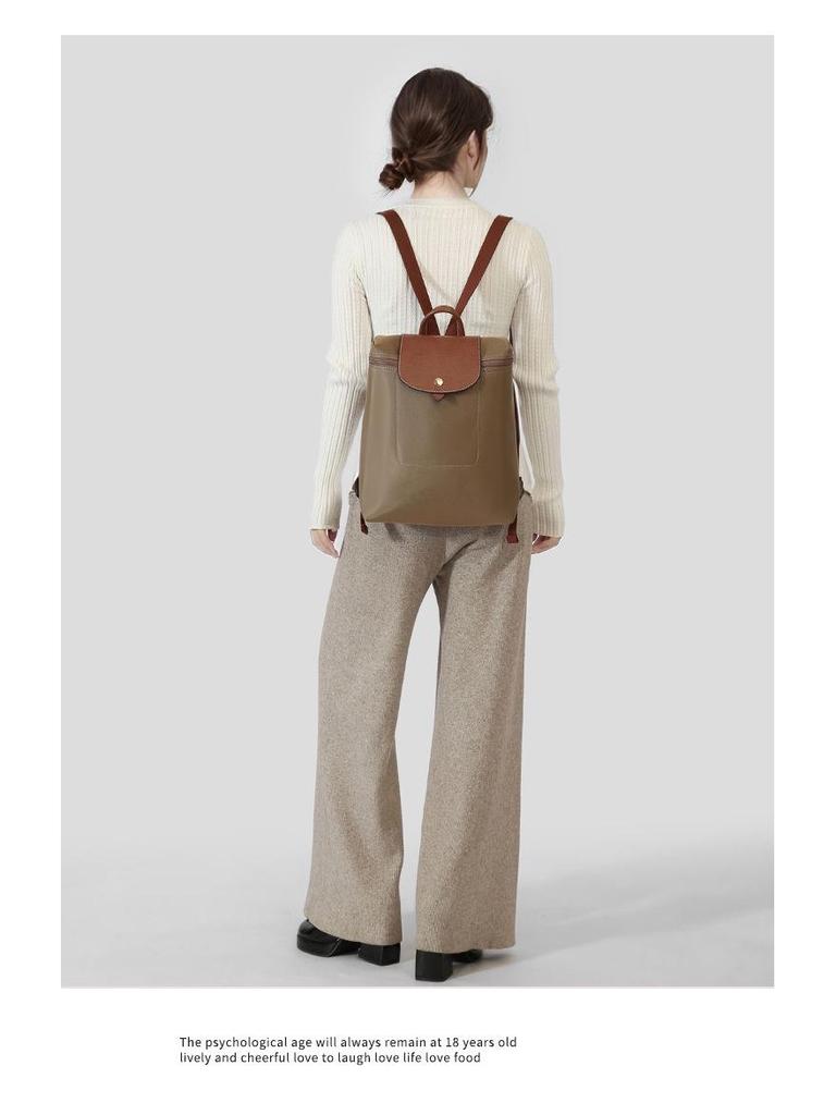 2025 Classic Women's Genuine Leather & Nylon Foldable Lightweight Backpack