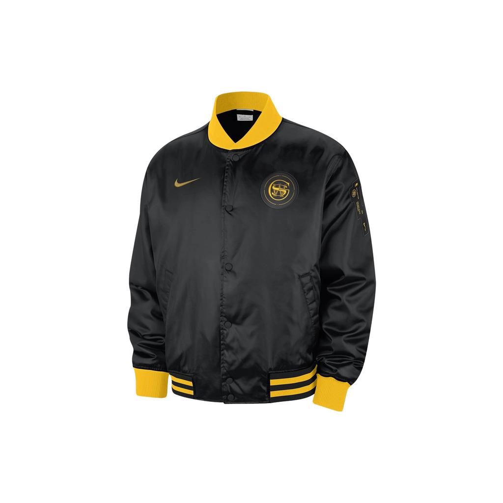 Nike Golden State Warriors 2023/24 City Edition Letter Print Color Block Long Sleeve Jacket Men Jacket Black FB4512-010