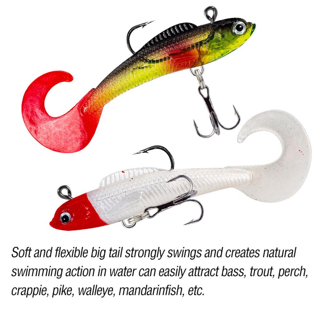 Artificial Plastic Bait Swimbait Fishing Hook Tackle Soft Swimbait Curl Tail Fish Baits Fishing Jig Lures Easy to Use