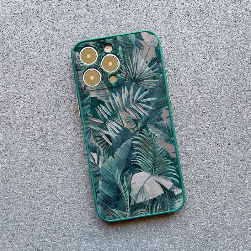 

Vintage Banana Leaf Flower Luxury Phone Case For iPhone 16 12 Mini 11 Pro Max 13 15 14 Pro Max Plus XR X XS 7 8 16 Plus SE Cover iphone 16Pro