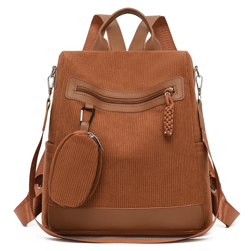 

Corduroy Backpack Women s Multi-Functional Shoulder Bag Large Capacity Backpack оранжевый