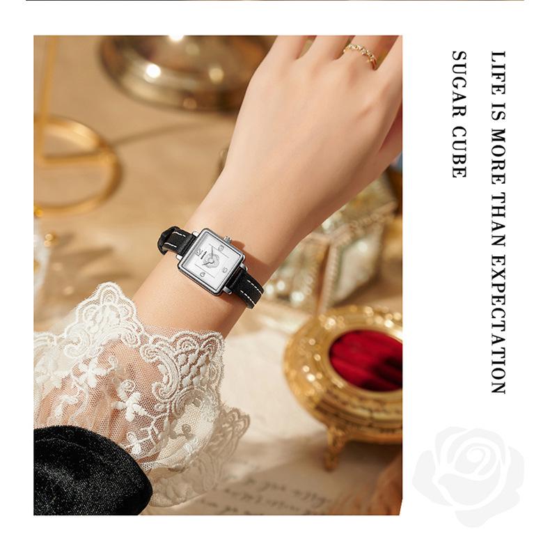 Sanda Women's Retro Waterproof Quartz Watch - Small Square Elegant Rose Dial