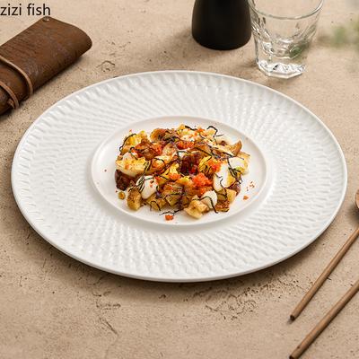 Piatto da Portata in Ceramica con Texture a Rilievo Piatto da Dessert Piatto per Sushi Piatti per Bistecca Pasta Piatti per Ristorante Cibo Molecolare Stoviglie Creative