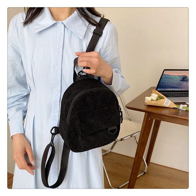 Trendy Fashionable Mini Backpack For Stylish Girls In Soft Corduroy Fabric