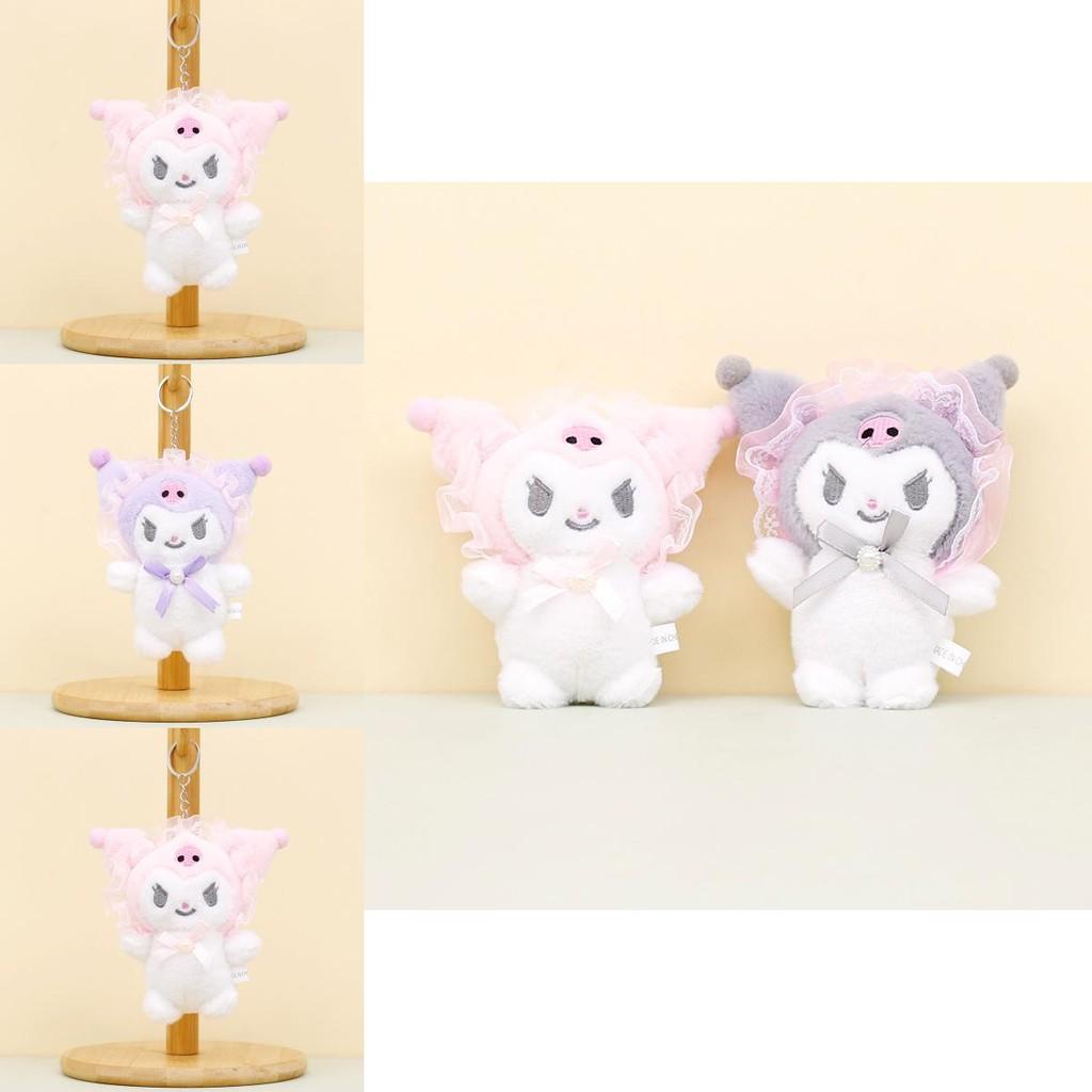 Cute Sanrio Kuromi Plush Toy Keychain Adorable Short Plush Stuffed Doll 12cm
