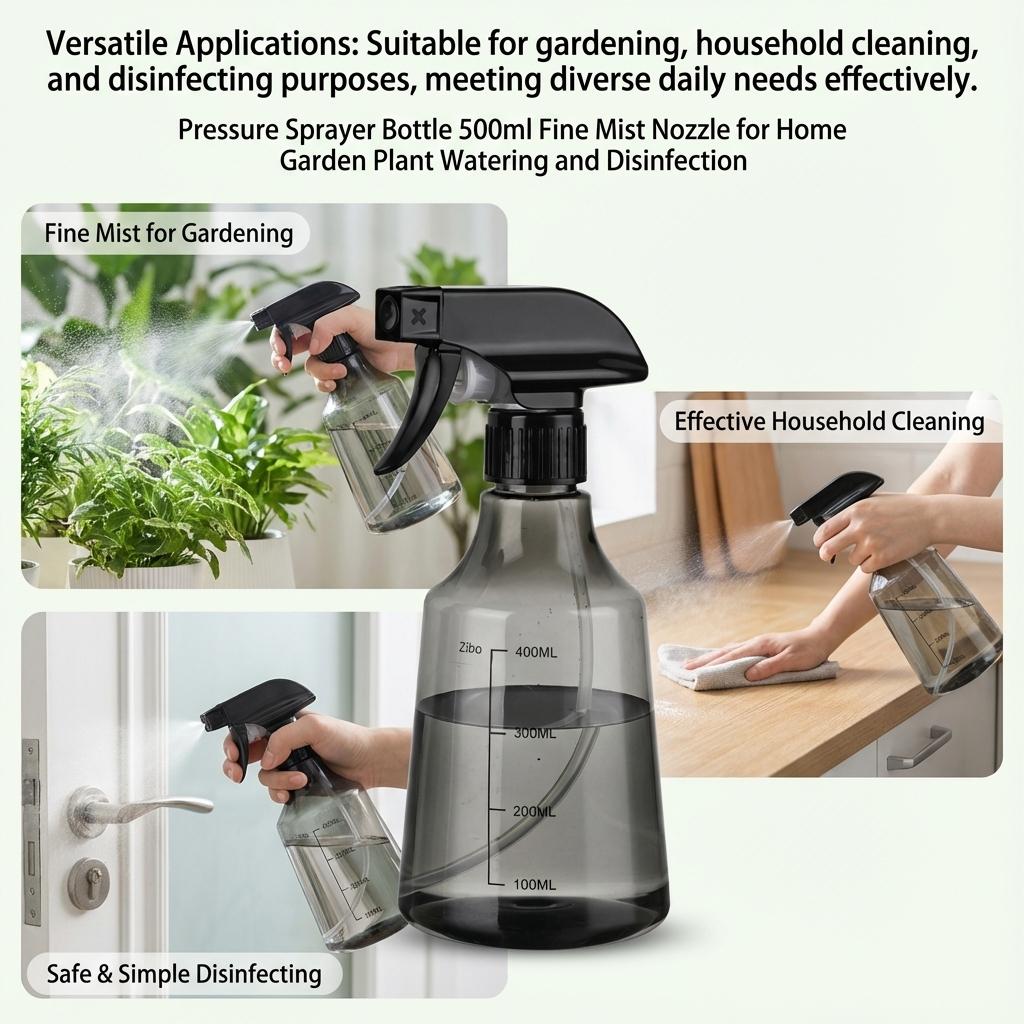 500ml Household Watering Spray Pot Pressure Sprayer Bottle with Fine Mist Nozzle for Home Garden Plant Gardening Accessories