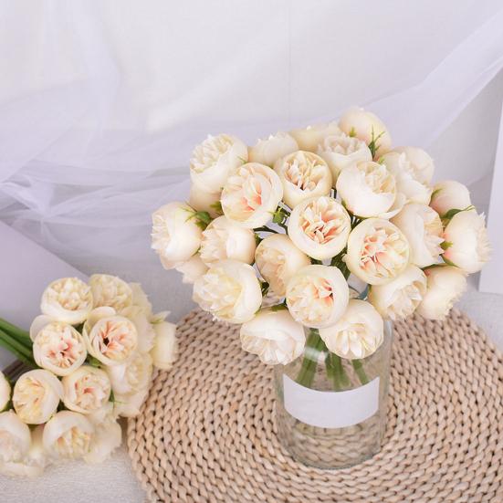 Simulated Peony Flowers Bouquet Real Touch No Withering 27 Heads Artificial Flowers DIY Arrangements