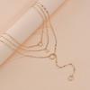 Simple round iron ring hemming diamond pendant necklace multi-layer chain neck chain collarbone chain accessories
