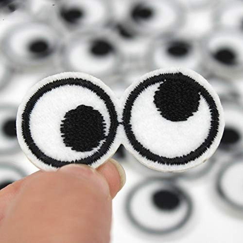 1.6 X 0.8 Inch Embroidered Patch Terylene Fabric Patches Black/White Eye Patches  For Clothes