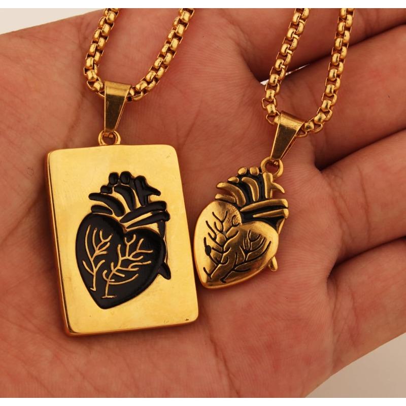 Heart Shape Goth Matching Couple Necklaces Punk Goth Friendship Couple Necklace for Him and Her Matching Pendant Necklaces for Dating Daily Wear