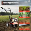 52cc 2-Stroke Gas Tiller, 1900W Cultivator w/ 4 Steel Blades, Handheld Pull-Start Tiller for Garden, Farm, Greenhouse Tilling