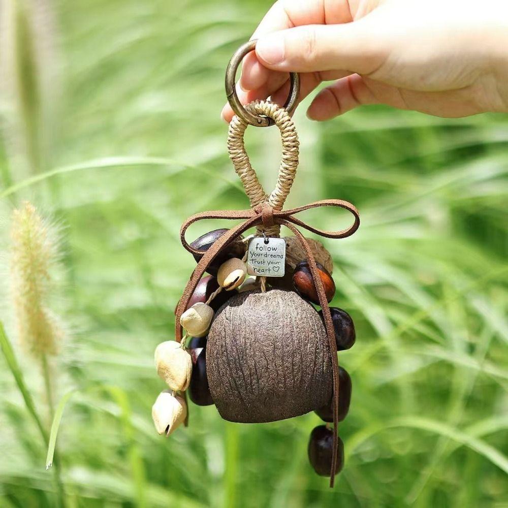 Natürliche Nussnussschale Nussnussschale Windspiele Handgekurbeltes DIY Natürliche Fruchtschale Glocken Bausatz Yoga Meditation Windspiele Material-Bausatz