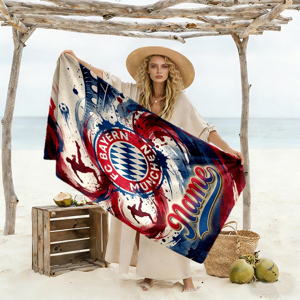 Bayern Munich Soccer Art Personalized Name Beach Towel High Absorbency & Quick-Dry Suitable for Sports Travel Swimming Yoga Bathroom Beach And Pool