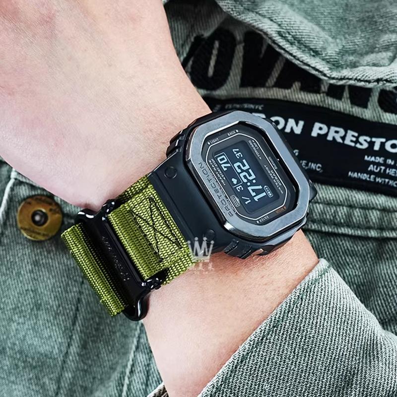 Nylon-Canvas-Uhr mit Für Casio Herzfrequenz-Quadrat 3516 DW-H5600MB modifiziertes Sport-wasserdichtes atmungsaktives Uhrenarmband