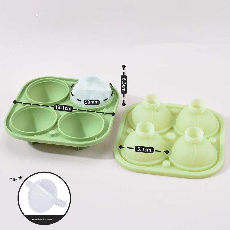 Large Silicone Ice Sphere Mold 4-Hole Food Grade Reusable Ice Cube Tray for Party  Cocktail Making