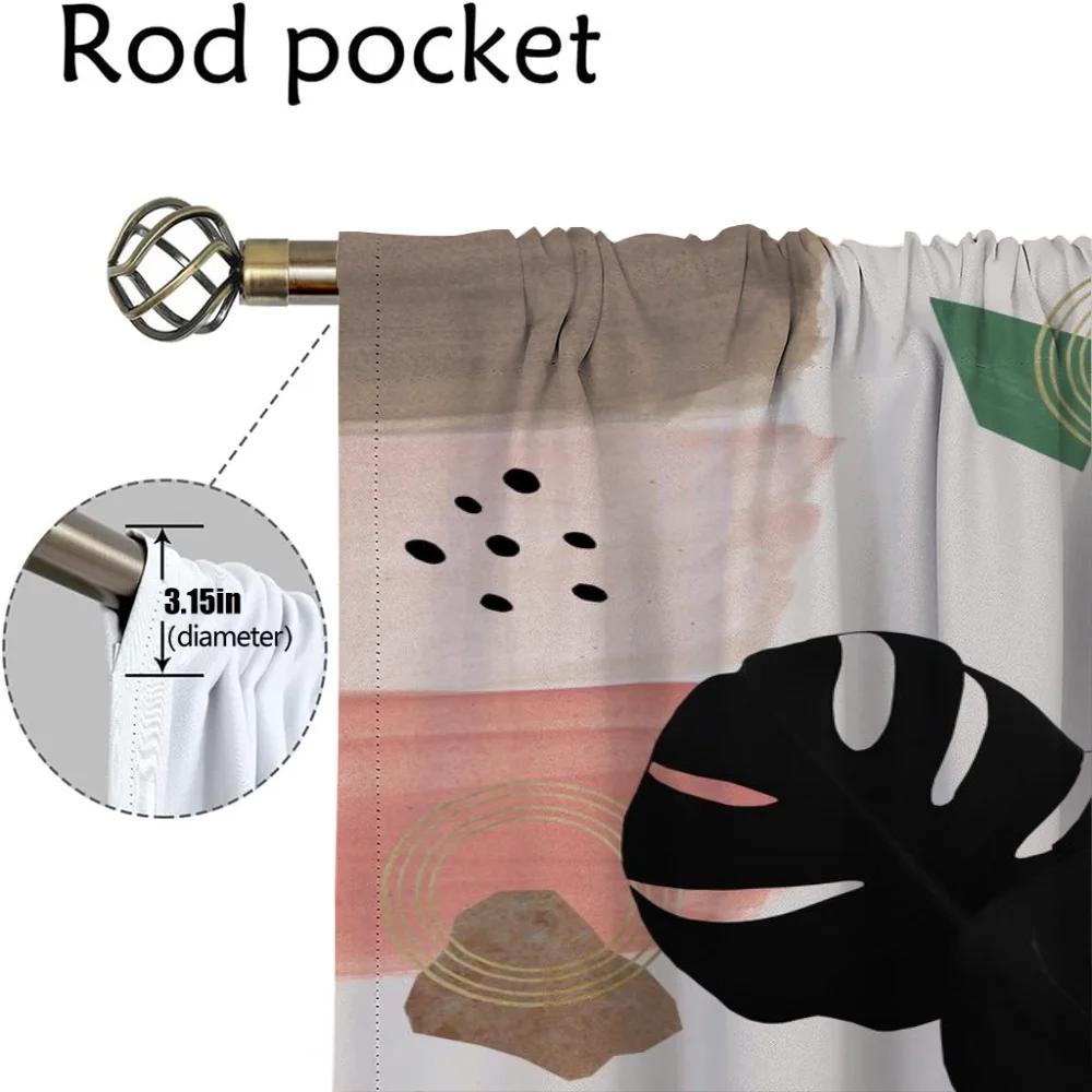 Eukalyptus Fläktpalm Fönstergardin för Rum 2 Paneler Skärmar Moderna Vardagsrumsgardiner för Kamera Halloween Dekoration Partition