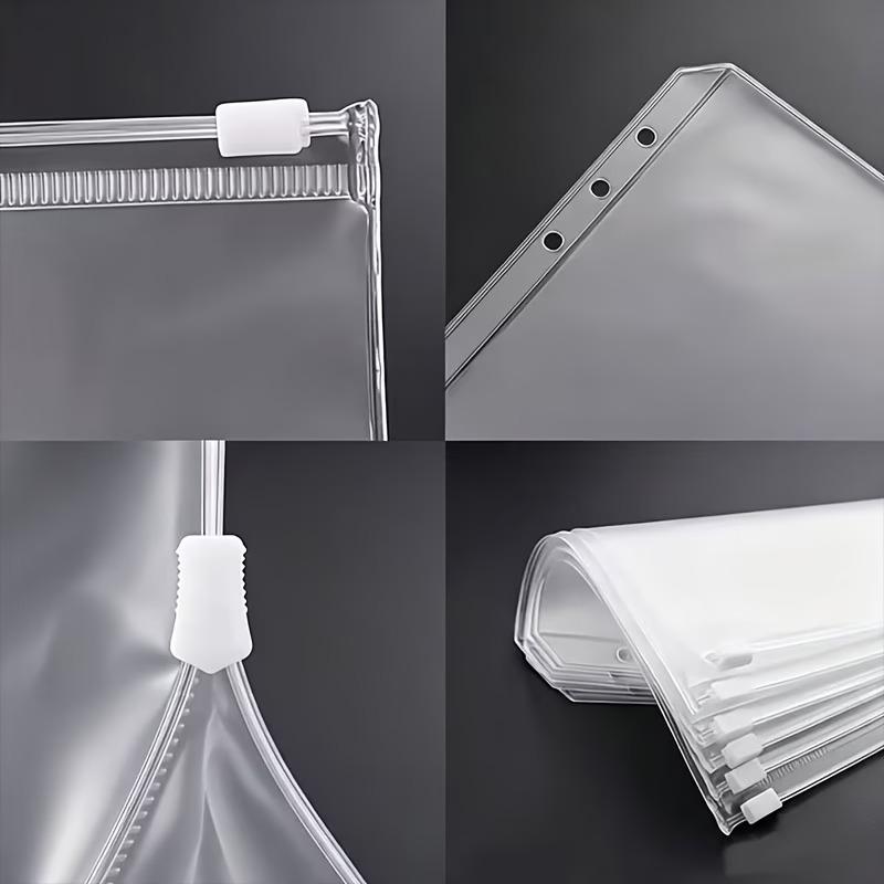 A5 A6 A7 Clear PVC Waterproof Bag 6 Hole Notebook Planner Accessories Loose Leaf Zip Folder Zipper Cards