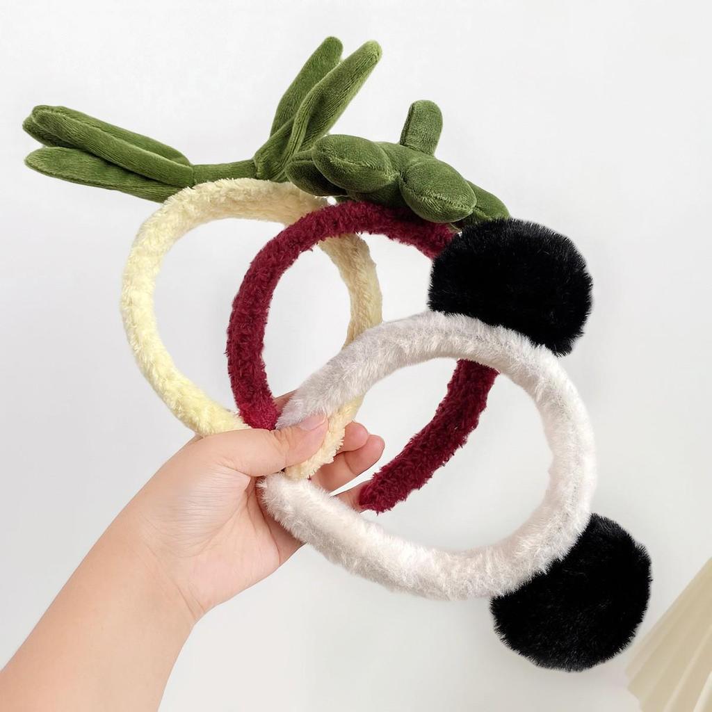 Autumn/Winter Plush Cartoon Heart Headband for Face Washing - Sweet Girly Hair Accessory