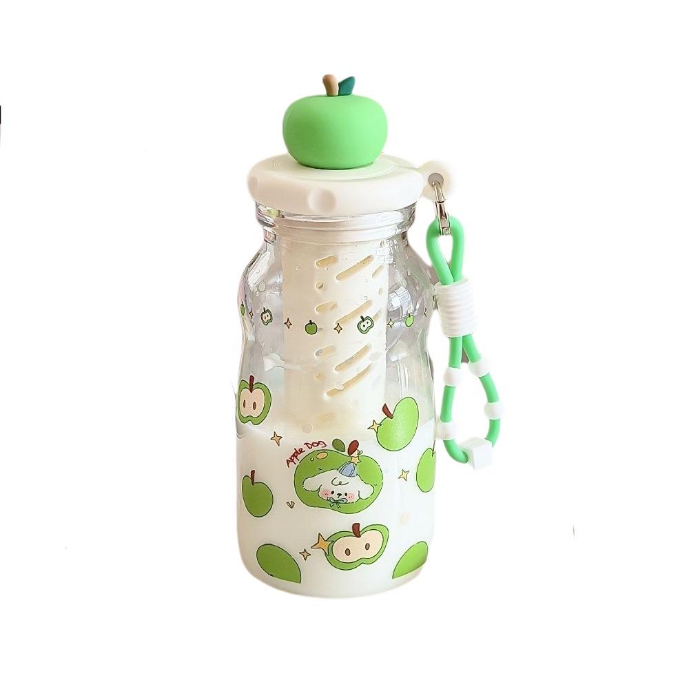 600ML Plastic Water Bottle Cute Cartoon Drinking Bottle Children s Straw Cup  School Use зелёный