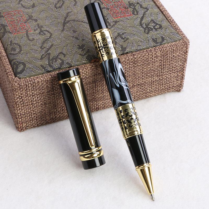 Chinese Enterprises Supply Iridium Nib Acrylic Metal Gifts Pen Leather Gift Box Set Business Signature Pen Ballpoint Pen