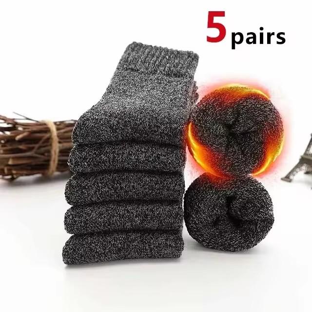 5 Paia Calzini Caldi Spessi in Spugna Autunno Inverno Harajuku Uomo Donna Calzini Termici Cotone Colore Unito Casual Calzini in Lana Regali