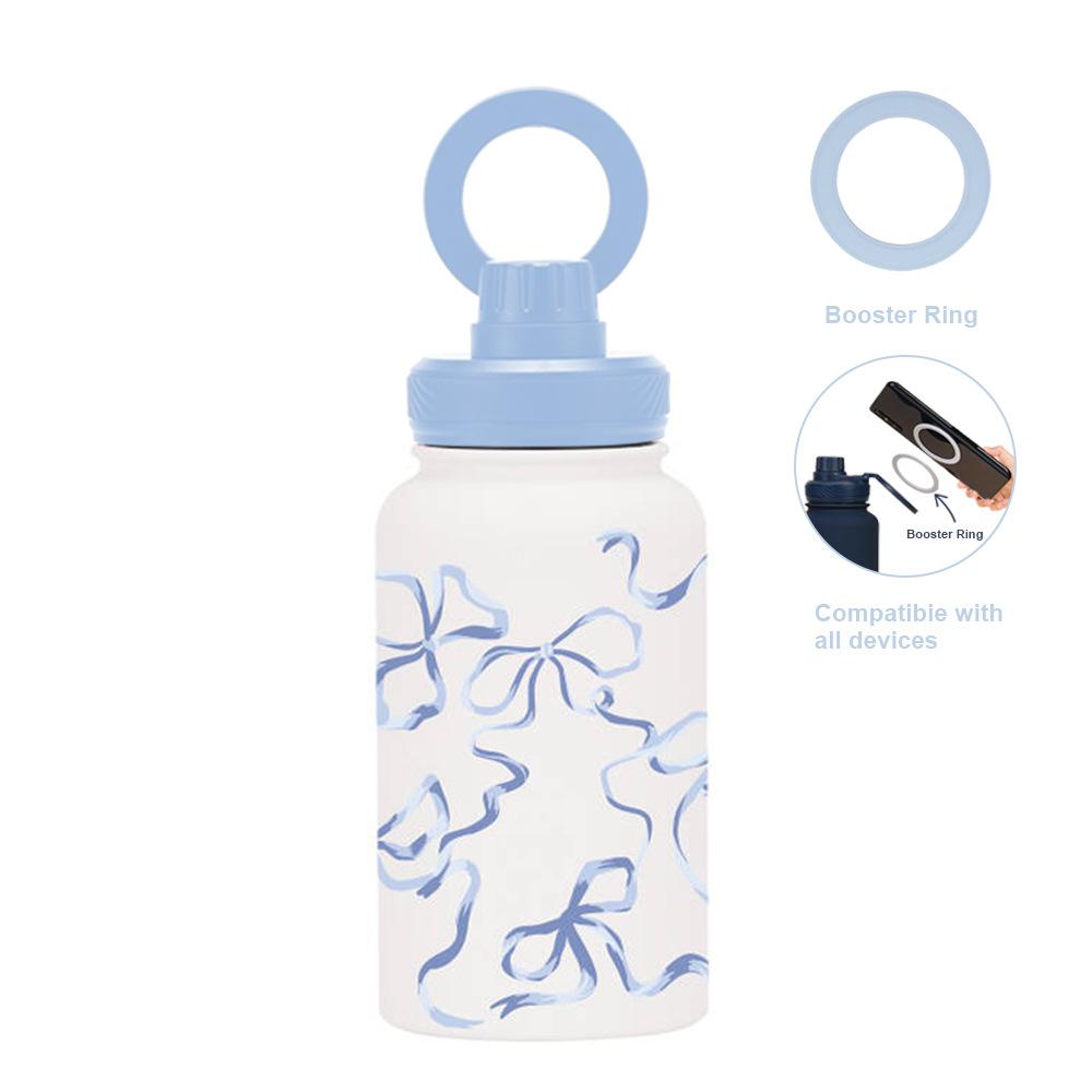 650Ml Large Mouth Thermos Cup Stainless Steel Sports Water Cup Mobile Phone Magnetic Suction Bracket With Printed Water Cup