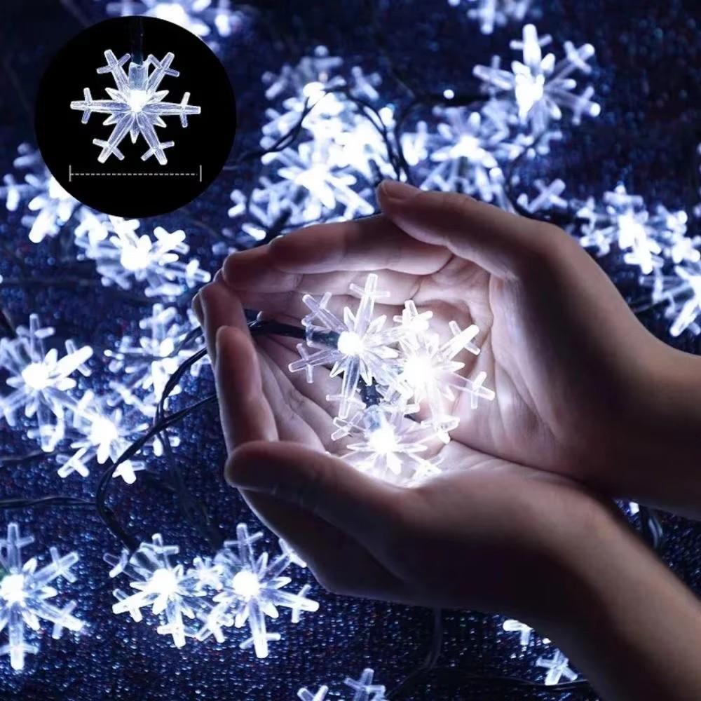 1pc 7M 50 LED Solar Snowflake Christmas String Light Solar Christmas Light Outdoor Snowflake Lights for Xmas Tree Holiday Garden