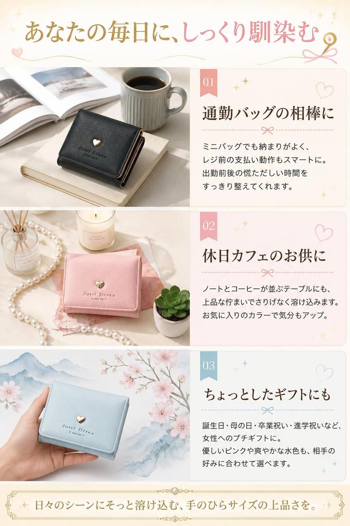 Coin Card Single Wallet [fogman] Women's Purse, Holder, Tri-fold, Compact, Billfold, (Black)