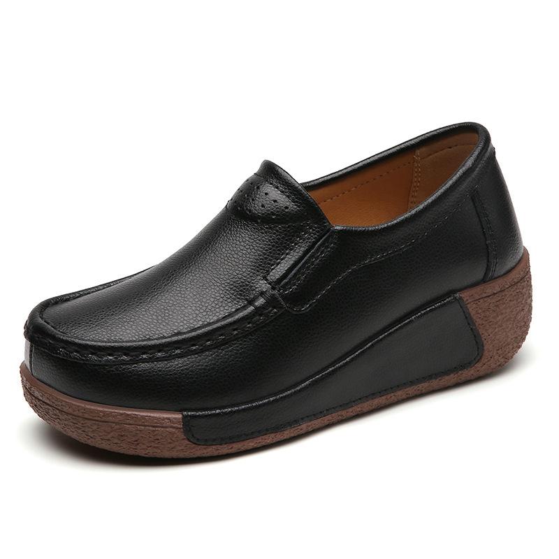 Autumn Women Flat Shoes Woman Platform Sneakers Moccasins Shoes Woman Genuine Leather Shoes Wedge Women Loafers