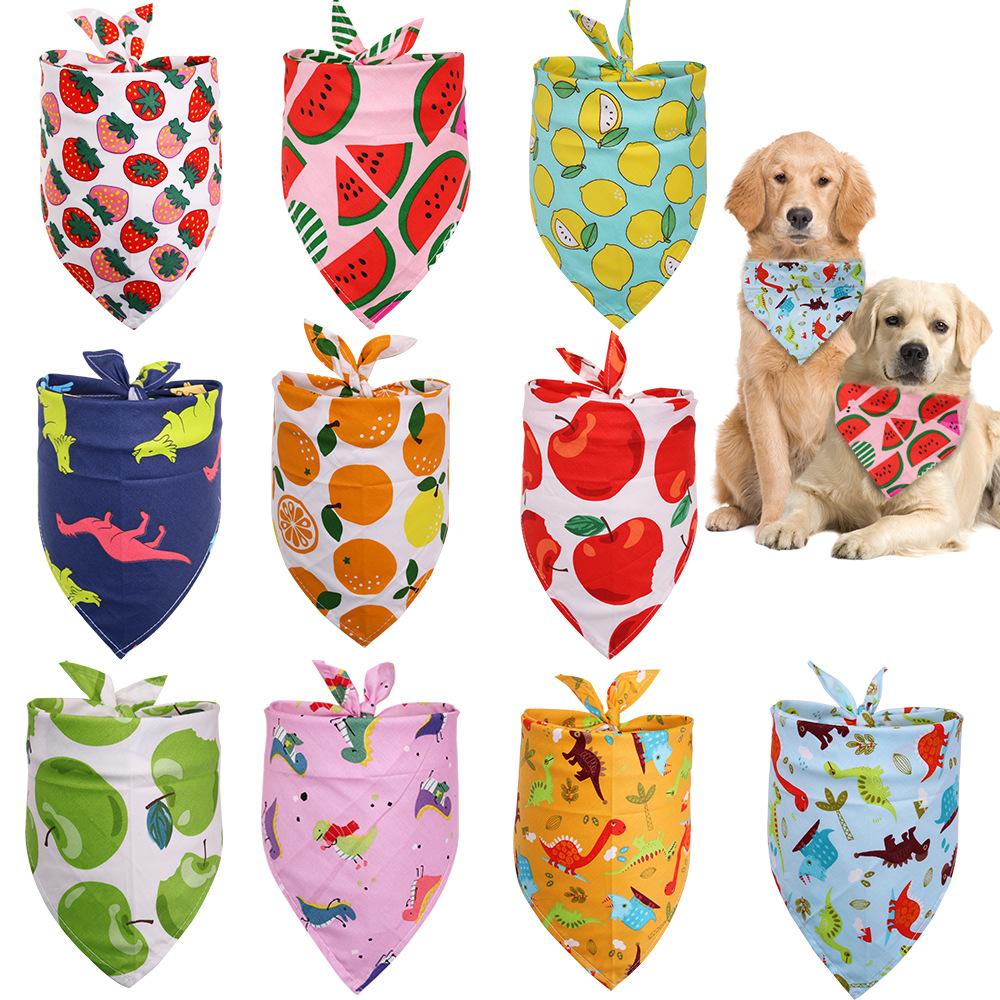 5/10pcs Spring Summer Flowers Fruits Dog Puppy Pet Cat Bandana Scarf Handkercheifs Pet Grooming Supplies Accessories