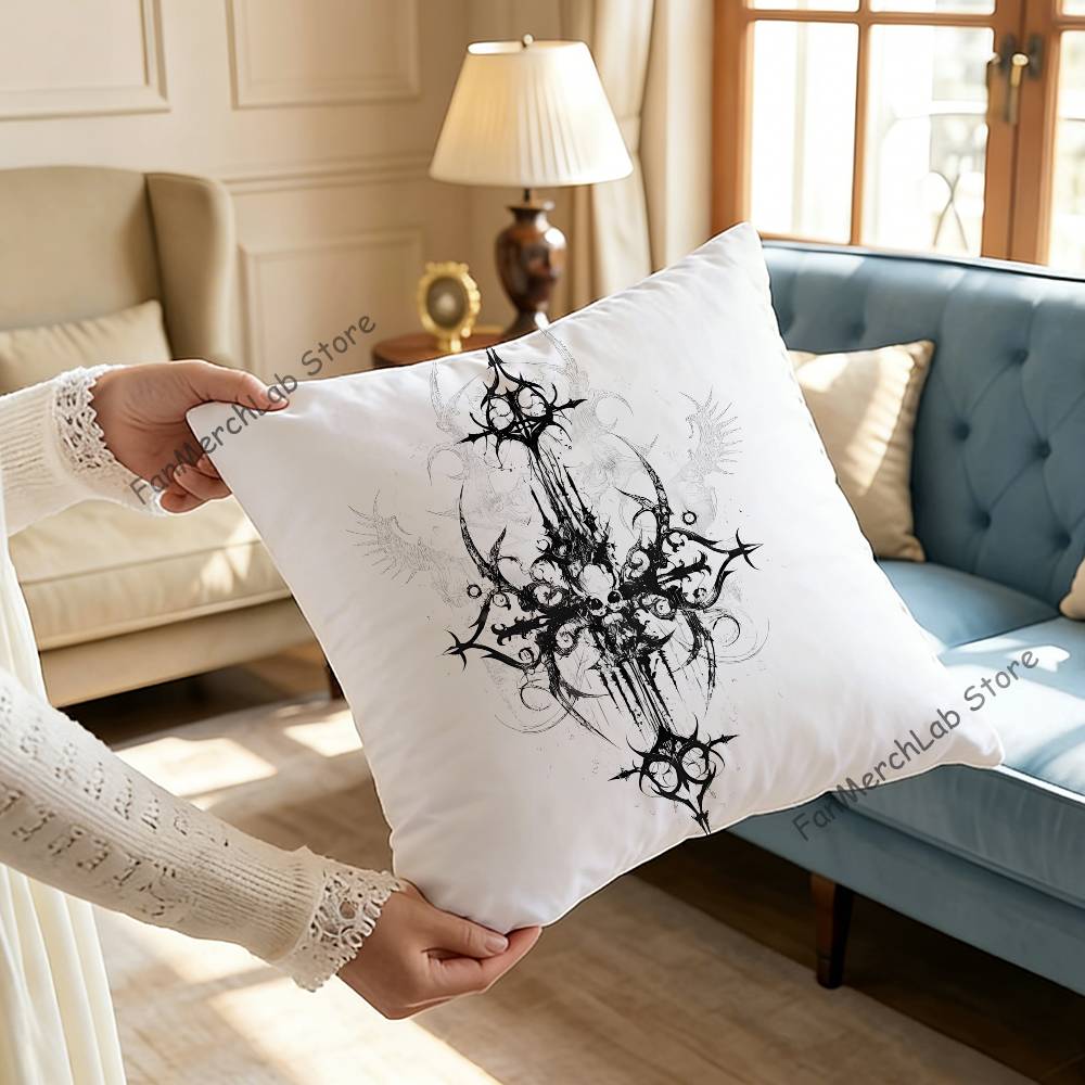 Gothic Cyber Sigil Cross Eyes Printed Pillow Cover Cushion Case Simple Sofa Pillow Case No Pillow Core