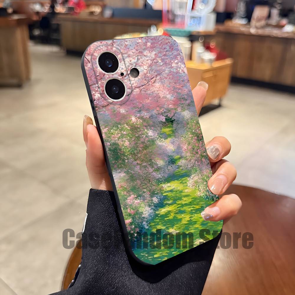 Claude M-Monet Painting Phone Case For iPhone 17,16,15,14,13,12,11,Pro,Max,Plus Black Soft Cover
