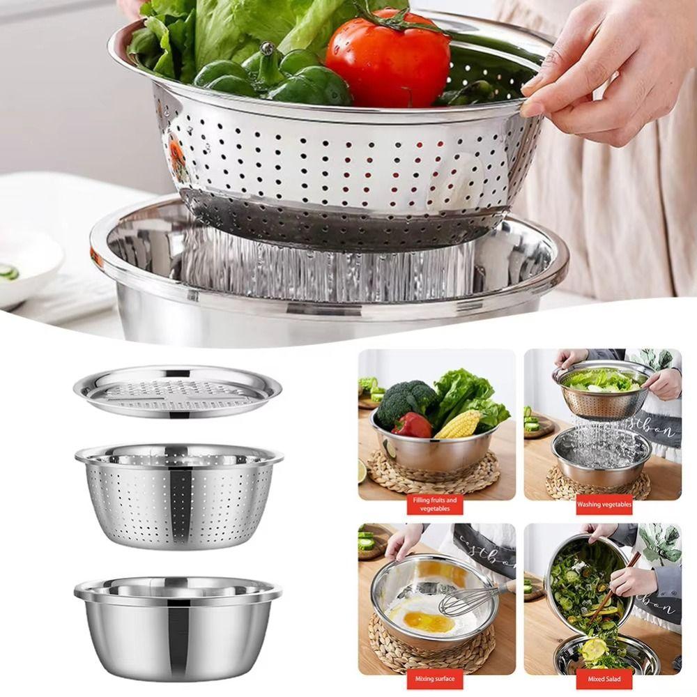 Thickened Vegetable Slicer Grater Stackable Mixing Bowl Set Vegetable Washing