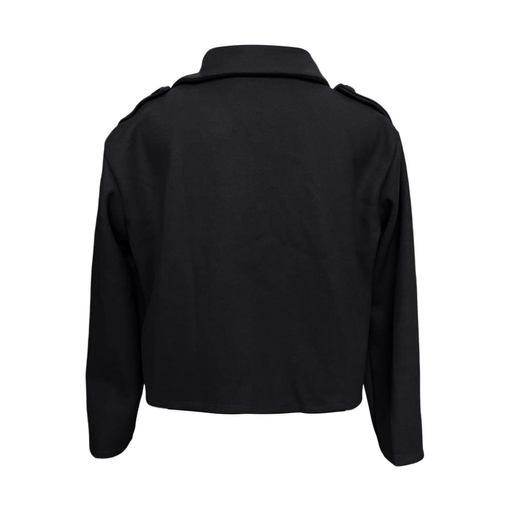 Women's Fashionable, Elegant, -color, Long-sleeved, Short Woolen Coat With A Turned-up Collar