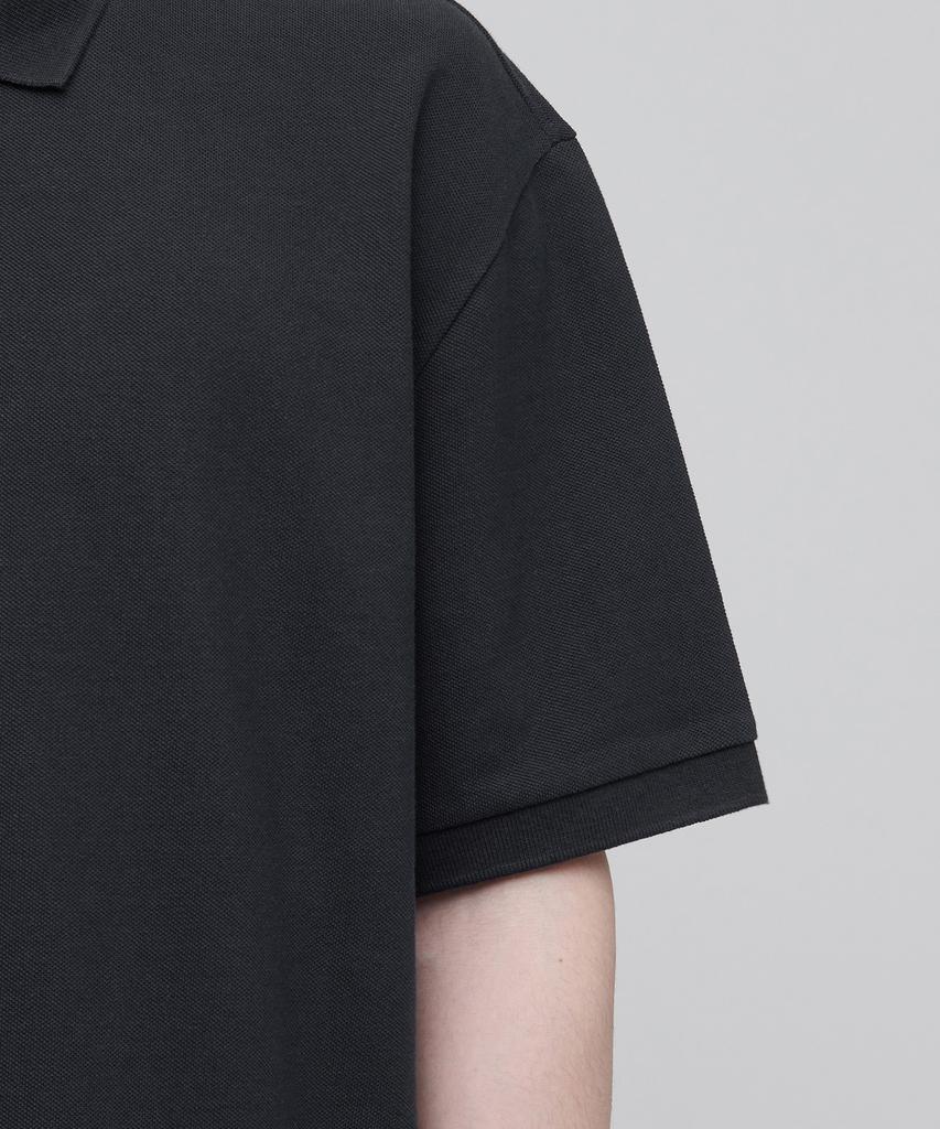 MUSINSA STANDARD Relaxed Fit Pique Polo Shirt [Dark Grey]